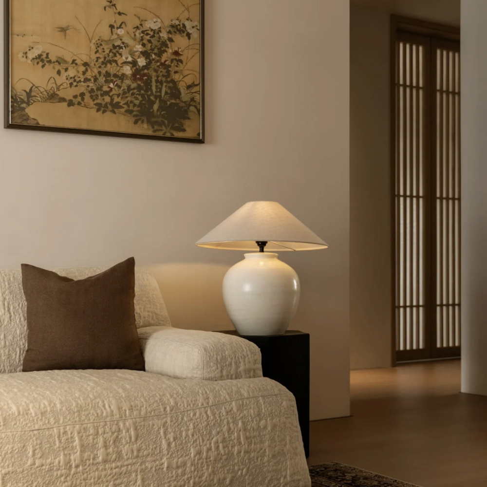 White Japandi Table Lamp