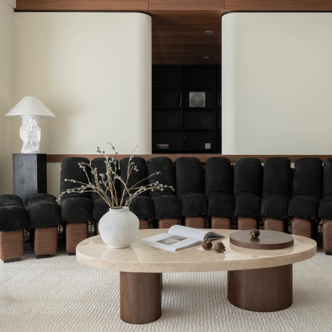 Aesthetic lighting featuring sculptural table lamp in modern space.