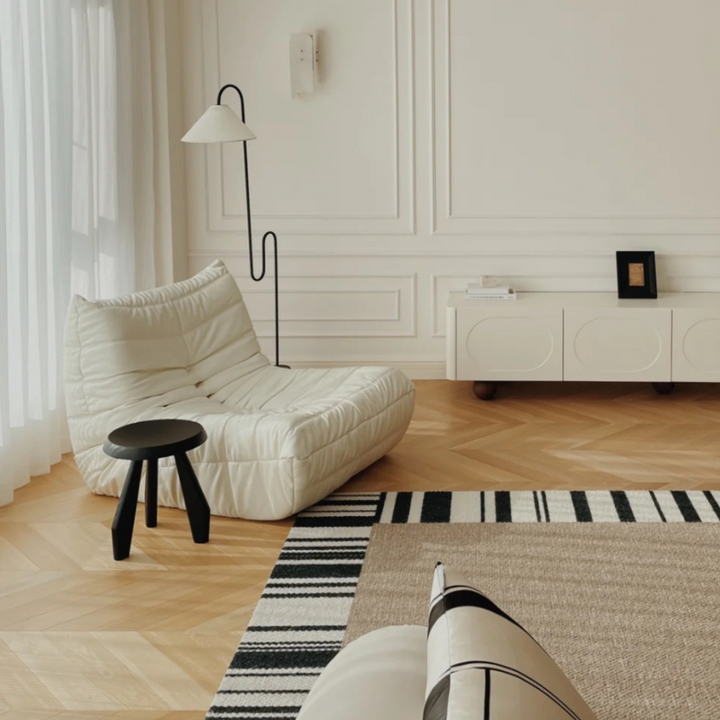 Black Stool in Minimalist Decor - Natural Ash Wood, Japandi Interiors