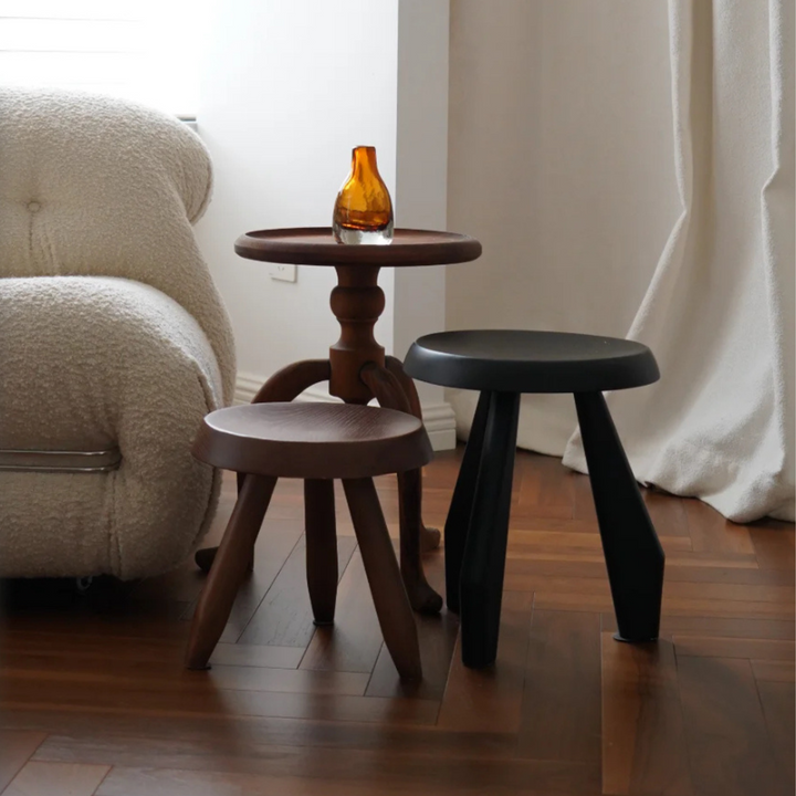 Black Stool in Modern Home - Natural Wood, Ash Wood, Japandi Style