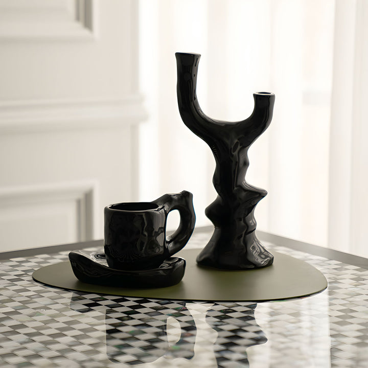 Fritz Candle Holder & Mug Set - Embrace Black Luxury and Relaxation