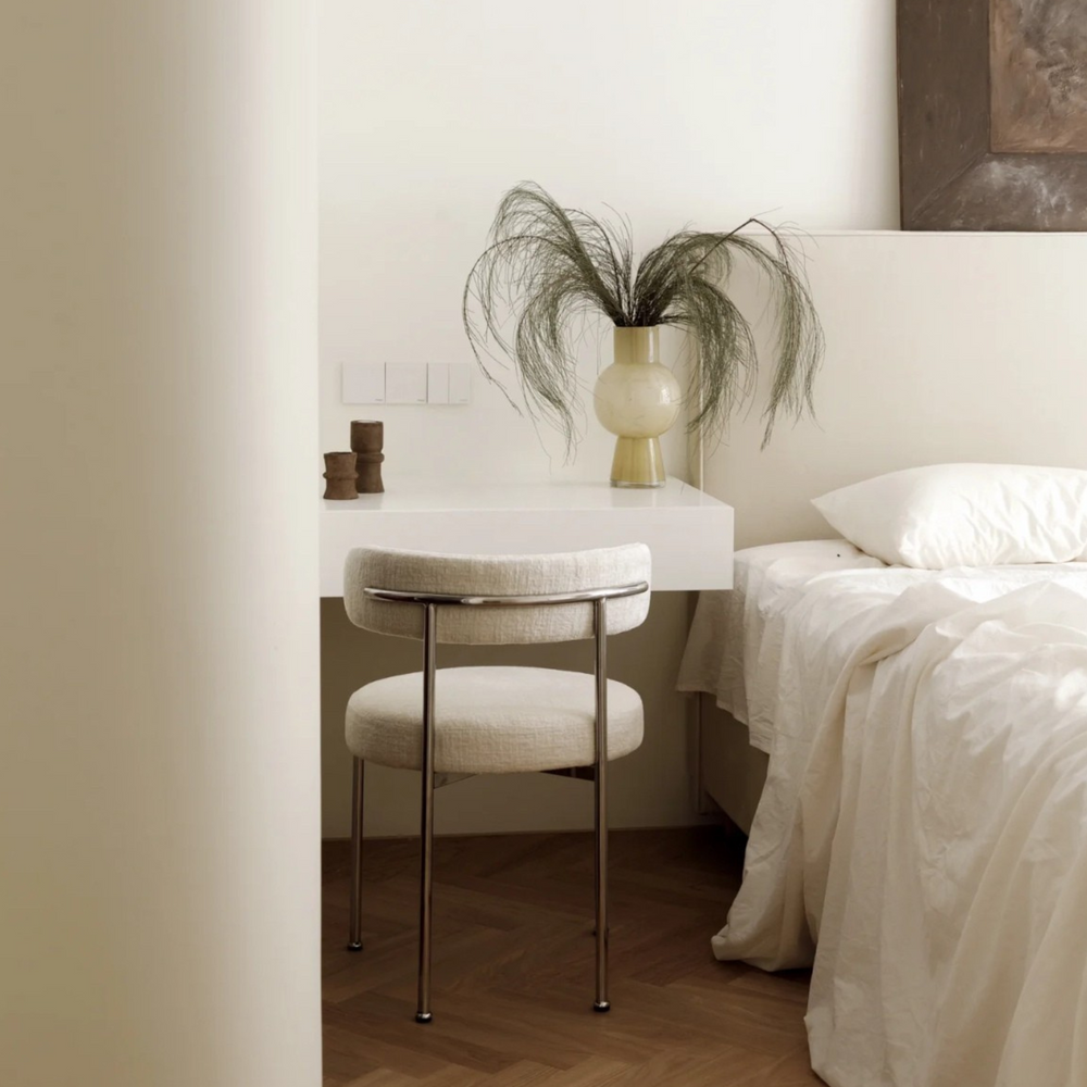 Contemporary bedroom styling with a sophisticated vase on display