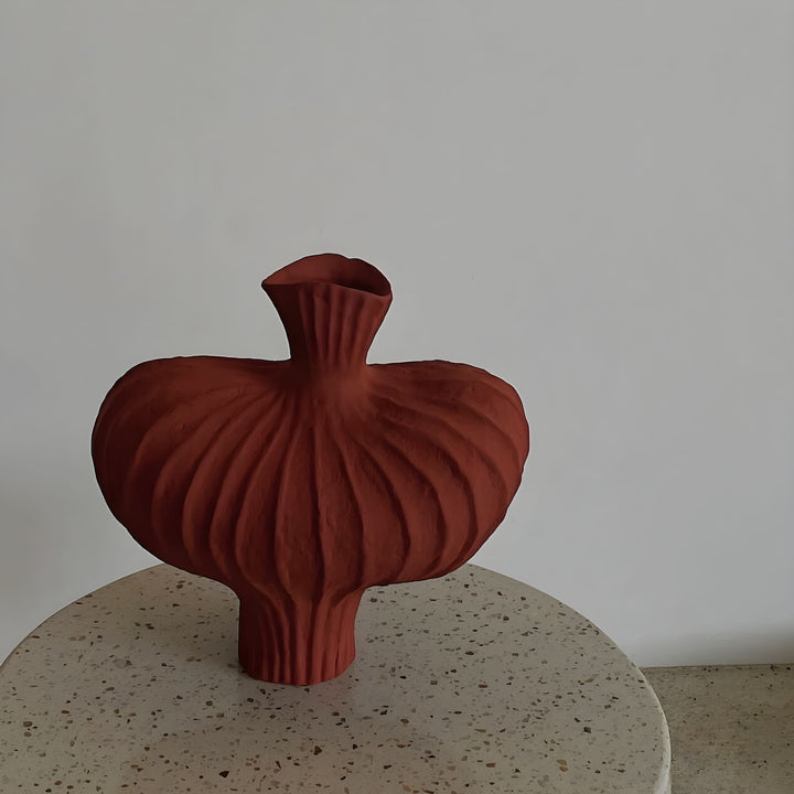 Mella Ceramic Vase Duo - Small and Large Sizes, Red Glaze