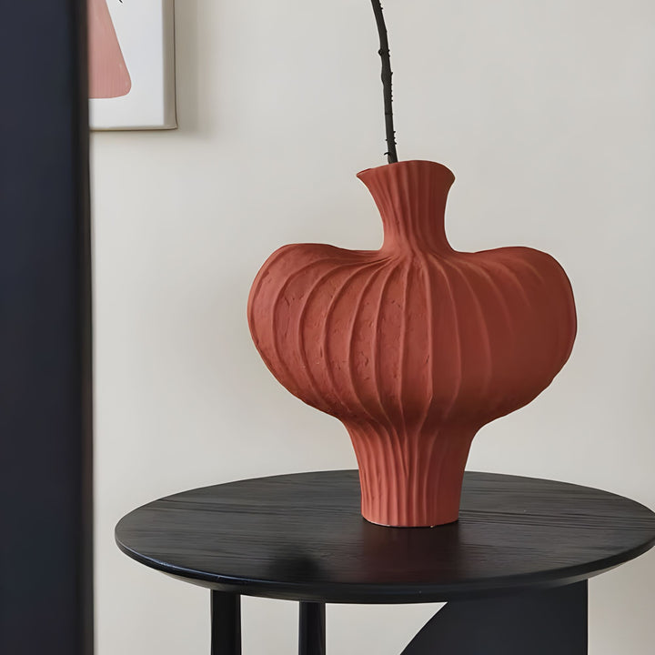 Mella Ceramic Vase - Large Size, Red Glaze